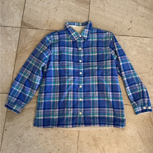 Women's 1970s vintage medium Petite blue flannel with fleece lining jacket - Picture 1 of 2